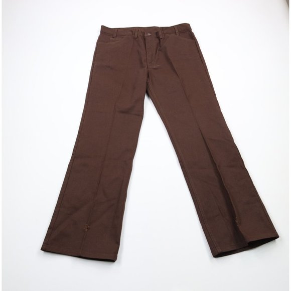 Vintage 70s Streetwear 38x31 Distressed Wide Leg Bell Bottoms Jeans Brown USA